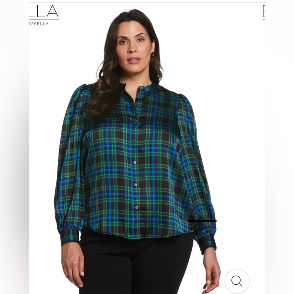 Plaid Print Long Sleeve Blouse NWOT